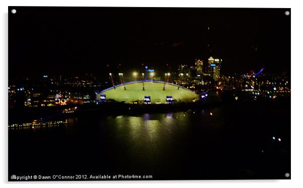 Docklands and the O2 at Night Acrylic by Dawn O'Connor