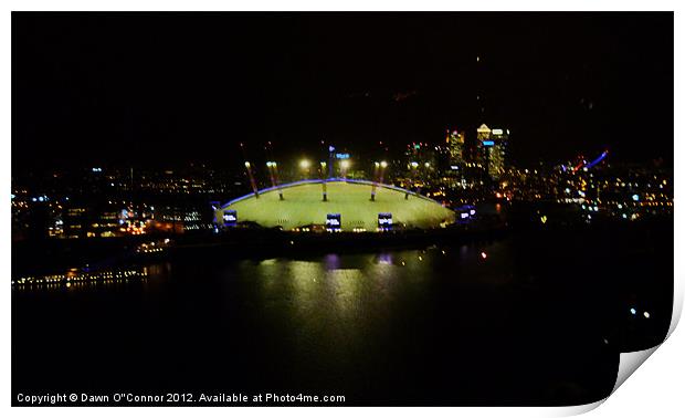 Docklands and the O2 at Night Print by Dawn O'Connor