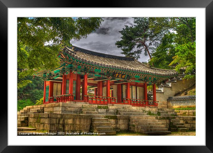 Pavillon at Gyeongbokgung Palace, South Korea Framed Mounted Print by Gabor Pozsgai