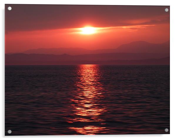 Sunset on lake Garda Acrylic by Lynn hanlon