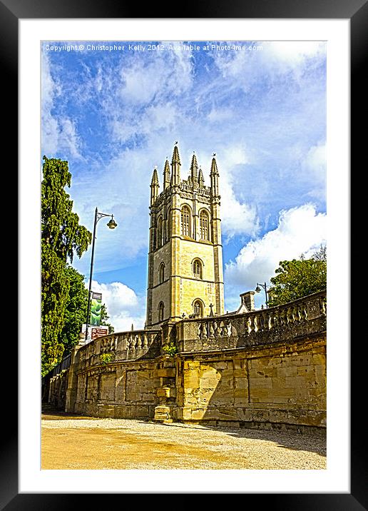 Magdalen Tower Oxford Framed Mounted Print by Christopher Kelly