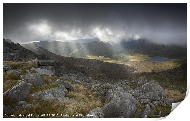 Snowdonia sunburst Print by Creative Photography Wales