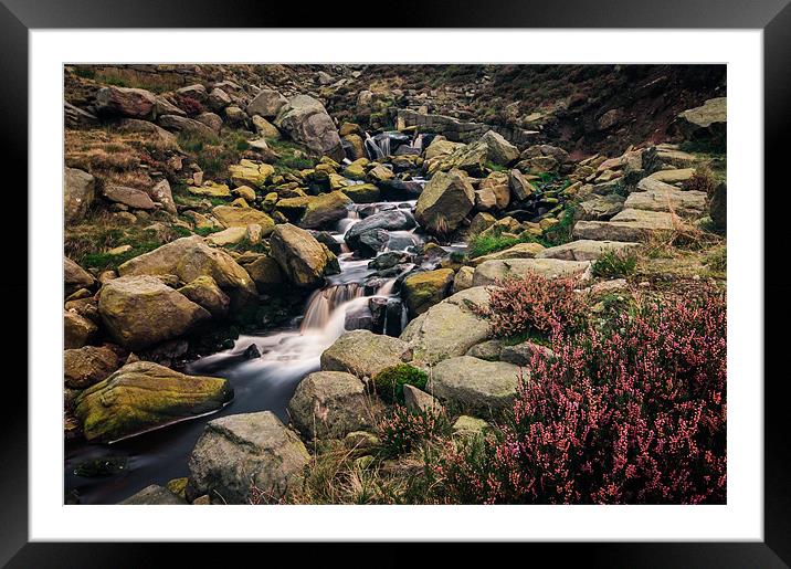 Water, Rocks and Heather Framed Mounted Print by Jeni Harney