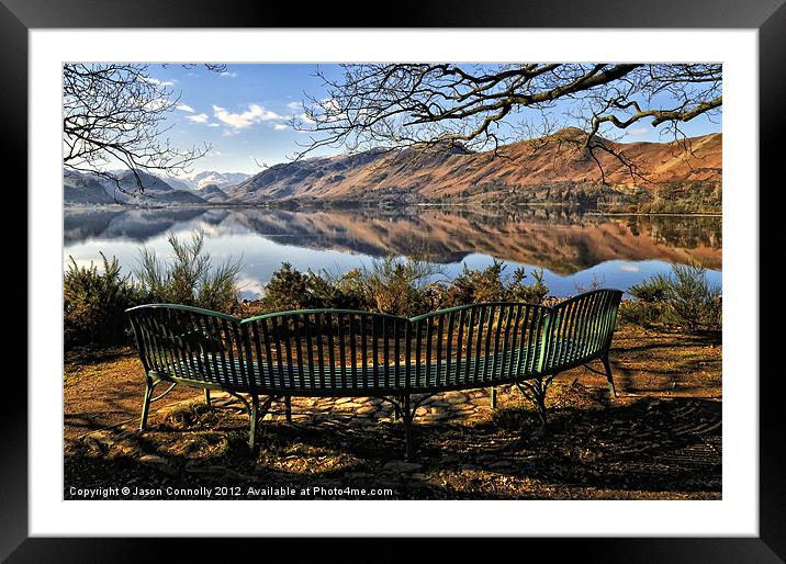 Derwentwater Bench Views Framed Mounted Print by Jason Connolly