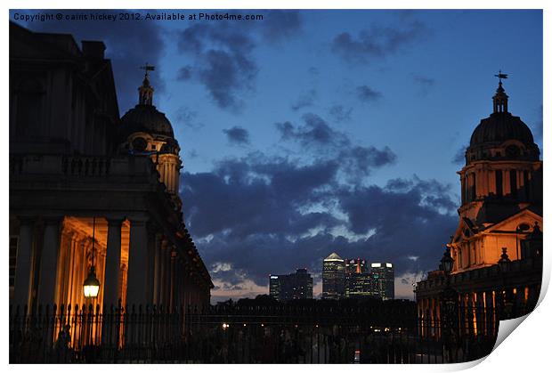 London greenwich at night Print by cairis hickey