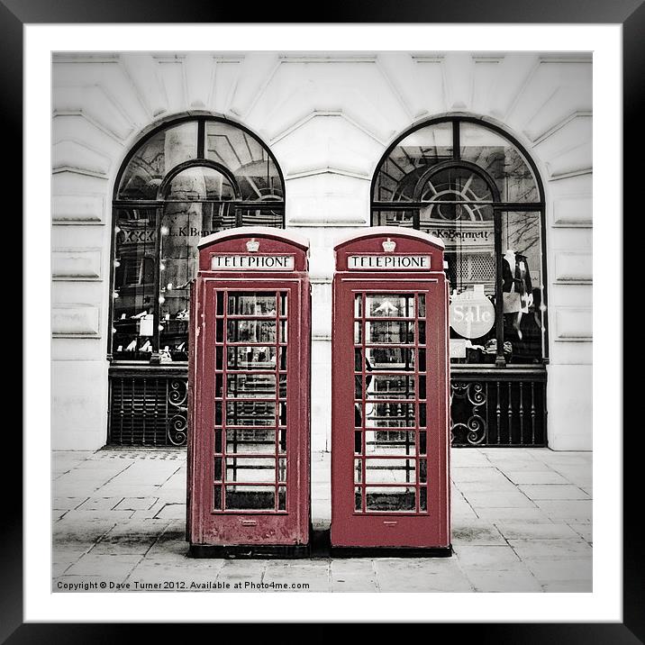 Red Telephone Box Framed Mounted Print by Dave Turner