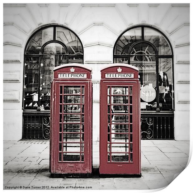 Red Telephone Box Print by Dave Turner