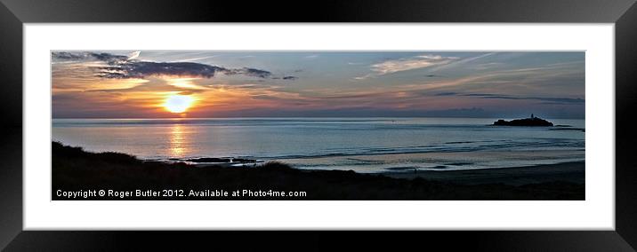 Cornish Sunset Panorama Framed Mounted Print by Roger Butler