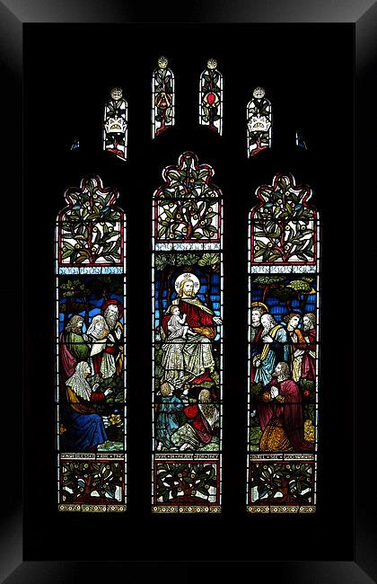 stained glass windows (St John the Baptist Church, Framed Print by Heather Newton