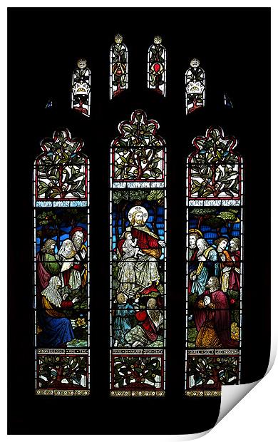 stained glass windows (St John the Baptist Church, Print by Heather Newton
