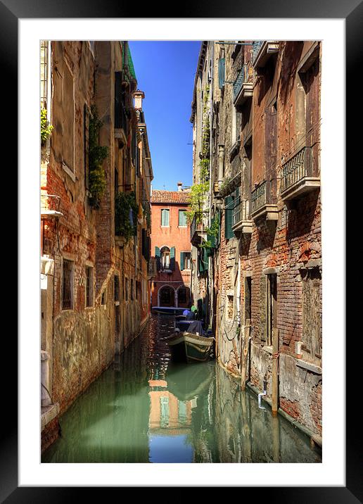 A canal in Sestiere di San Polo Framed Mounted Print by Tom Gomez