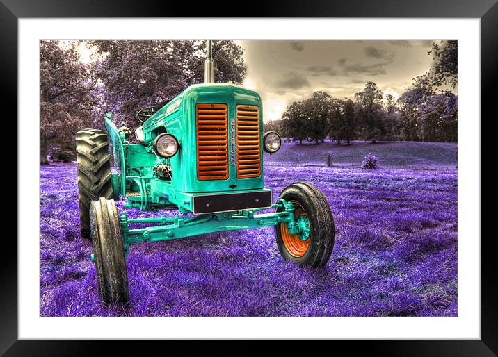Surreal Vintage Turquoise Tractor Framed Mounted Print by Gavin Wilson