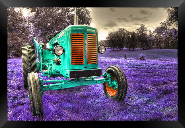 Surreal Vintage Turquoise Tractor Framed Print by Gavin Wilson