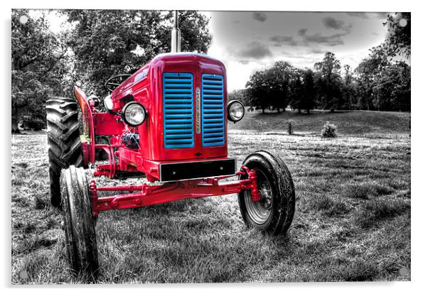 Vintage Red Tractor Acrylic by Gavin Wilson