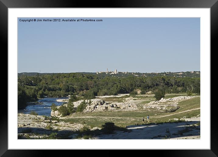 River Gardon at Pont Du Gard Framed Mounted Print by Jim Hellier