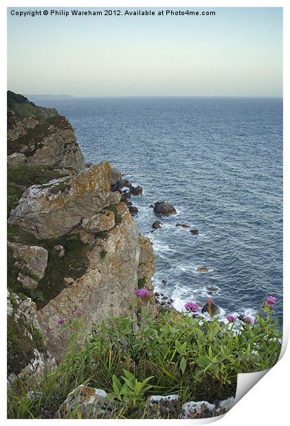 Cliffs at Dungy Head Print by Phil Wareham