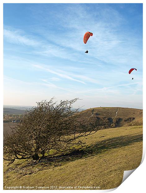 Paragliding on the Downs Print by Graham Custance