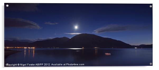 Loch Linnhe moonrise Acrylic by Creative Photography Wales