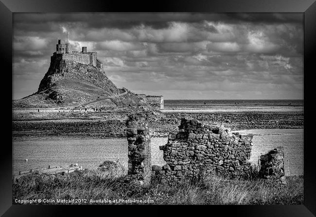 Lindifarne Castle (Holy Island) in Mono Framed Print by Colin Metcalf