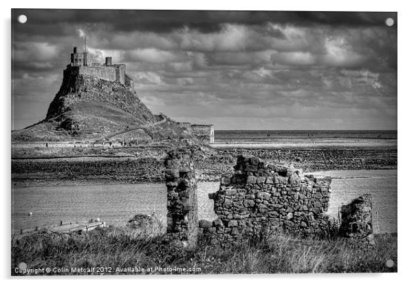 Lindifarne Castle (Holy Island) in Mono Acrylic by Colin Metcalf