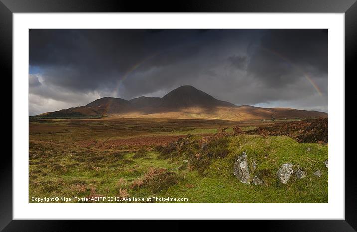 Red Cuillins Rainbow Framed Mounted Print by Creative Photography Wales