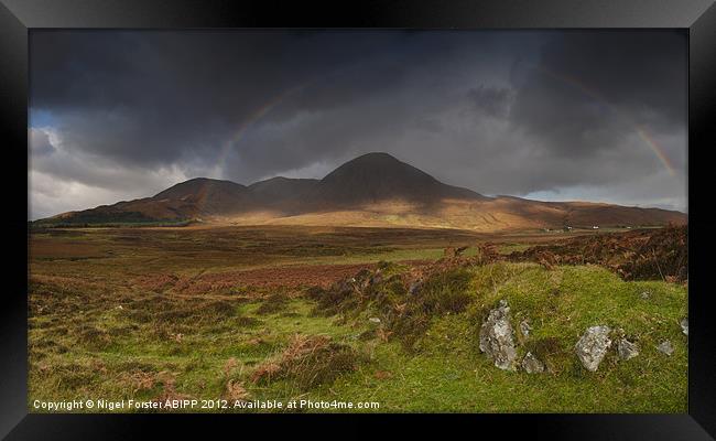 Red Cuillins Rainbow Framed Print by Creative Photography Wales