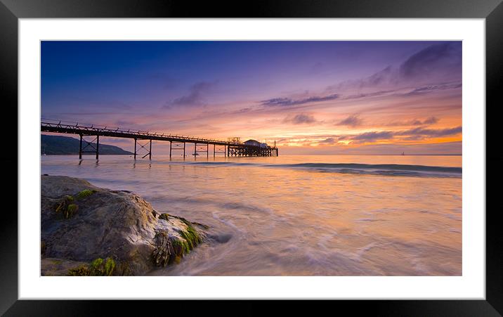 Totland Pier Sunset Framed Mounted Print by Barry Maytum