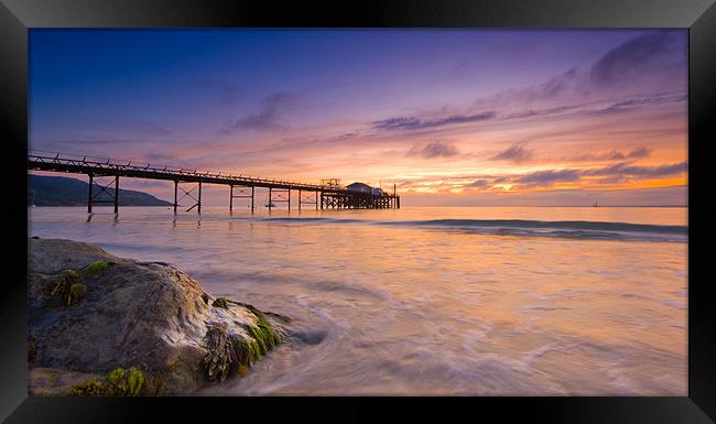 Totland Pier Sunset Framed Print by Barry Maytum