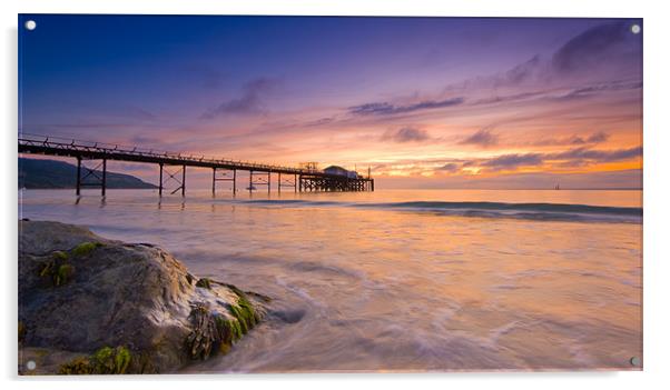 Totland Pier Sunset Acrylic by Barry Maytum