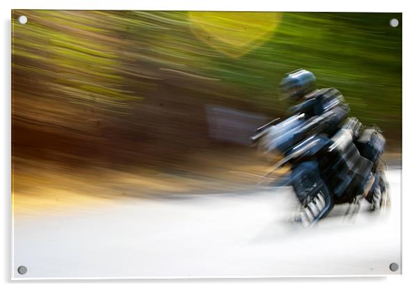 abstract of motorbiker zooming mumbai goa road ind Acrylic by Arfabita  