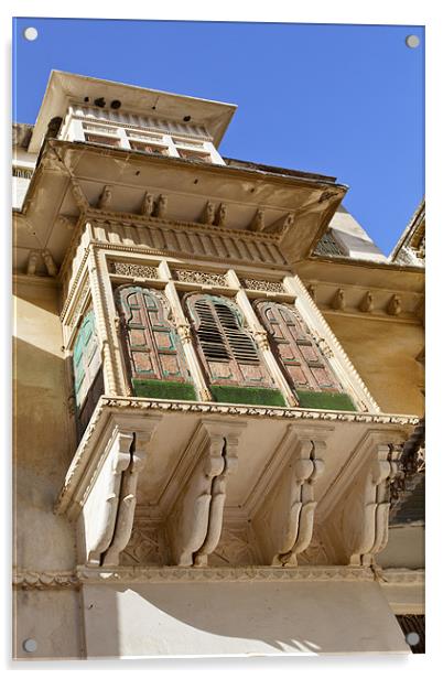 Rajasthan architecture galleries to bedroom window Acrylic by Arfabita  