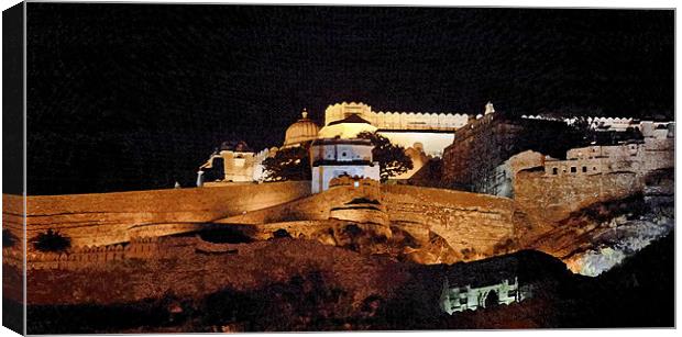Panorama Kumbhalghar Fort at night Canvas Print by Arfabita  