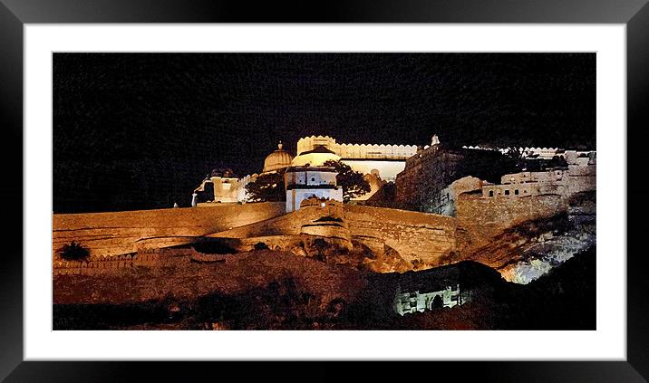Panorama Kumbhalghar Fort at night Framed Mounted Print by Arfabita  