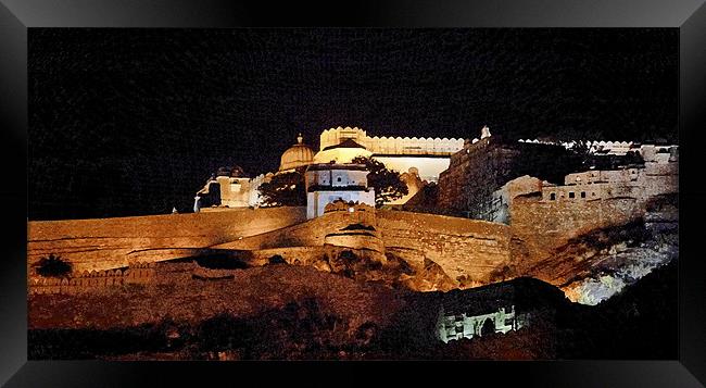 Panorama Kumbhalghar Fort at night Framed Print by Arfabita  