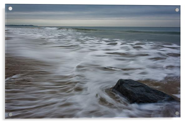 Ebb tide and a rock Acrylic by Ian Jones