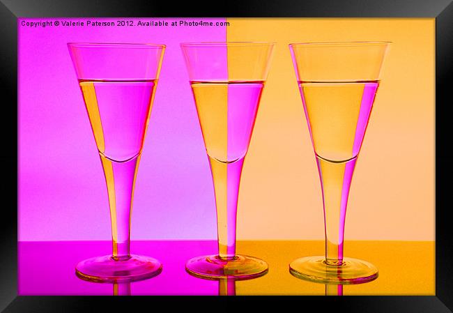 Pink n Peach Wine Glasses Framed Print by Valerie Paterson