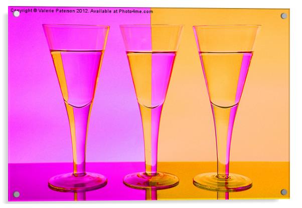 Pink n Peach Wine Glasses Acrylic by Valerie Paterson