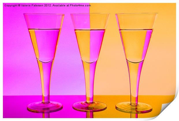 Pink n Peach Wine Glasses Print by Valerie Paterson