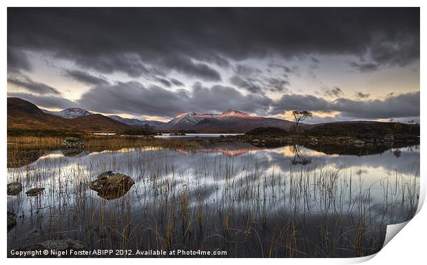 Loch Nah Achlaise Dawn Print by Creative Photography Wales