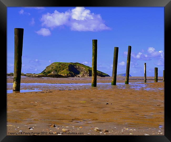 Arty view to Brean down Framed Print by Paula Palmer canvas