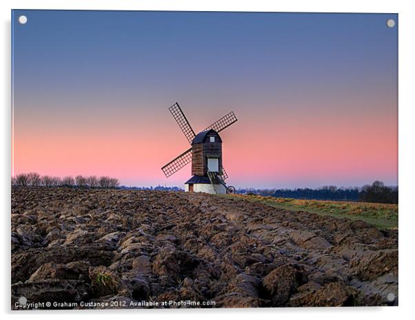 Pitstone Windmill Sunset Acrylic by Graham Custance