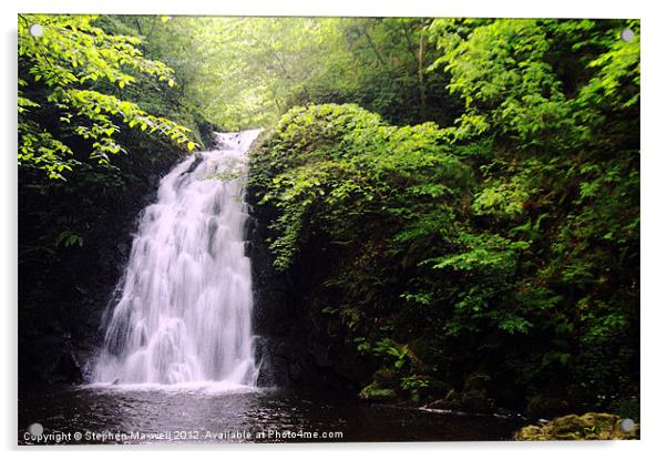 Glenoe Waterfall Acrylic by Stephen Maxwell