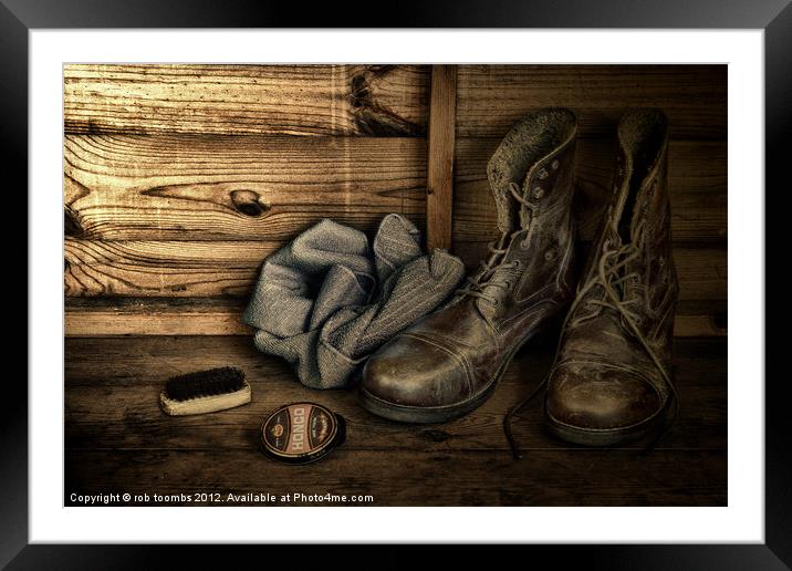 OLD BOOTS Framed Mounted Print by Rob Toombs