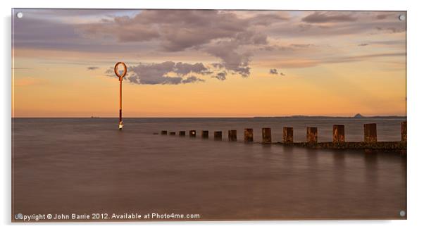 Portobello Groynes at Sunset Acrylic by John Barrie