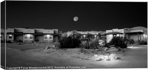 Desert Moon in Black and White Canvas Print by Panas Wiwatpanachat