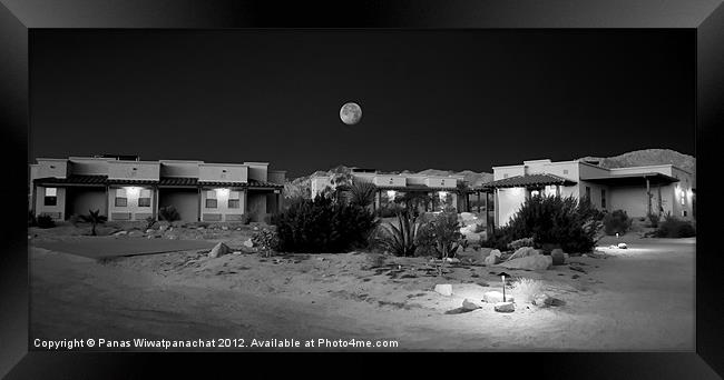 Desert Moon in Black and White Framed Print by Panas Wiwatpanachat