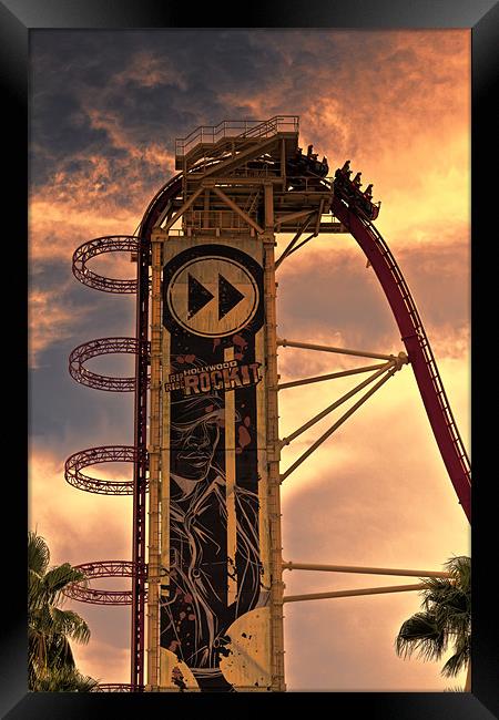 roller coaster sunset Framed Print by Northeast Images