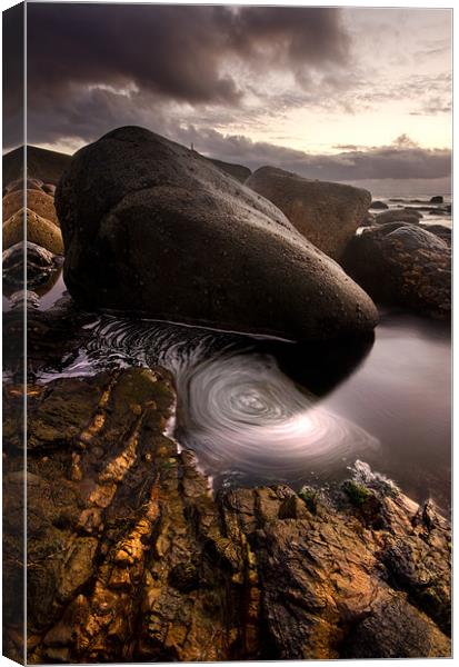 white water spiral Porthledden Cove Canvas Print by James Gilpin