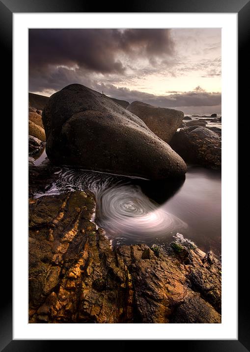 white water spiral Porthledden Cove Framed Mounted Print by James Gilpin