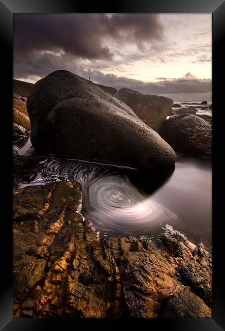 white water spiral Porthledden Cove Framed Print by James Gilpin